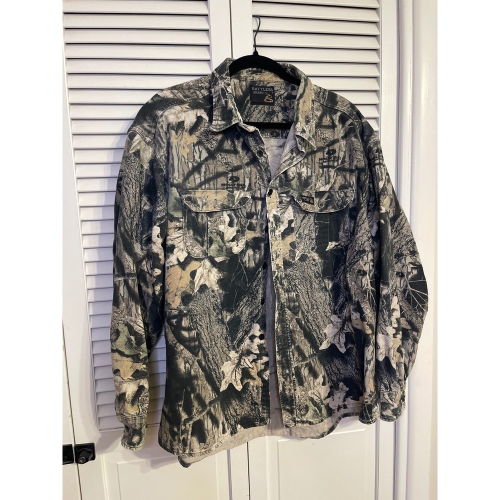 Vintage Rattlers Brand Mossy Oak Break-Up Camo Button-Up Shirt - Men's XL